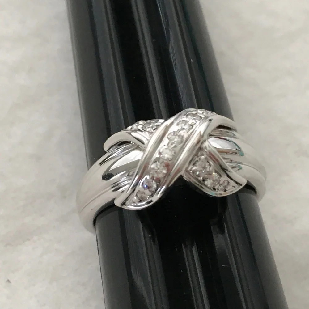 TIFFANY & CO. Vintage Diamond 18K Signature X Crossover Ring Size 7.5 - Picture 8 of 15